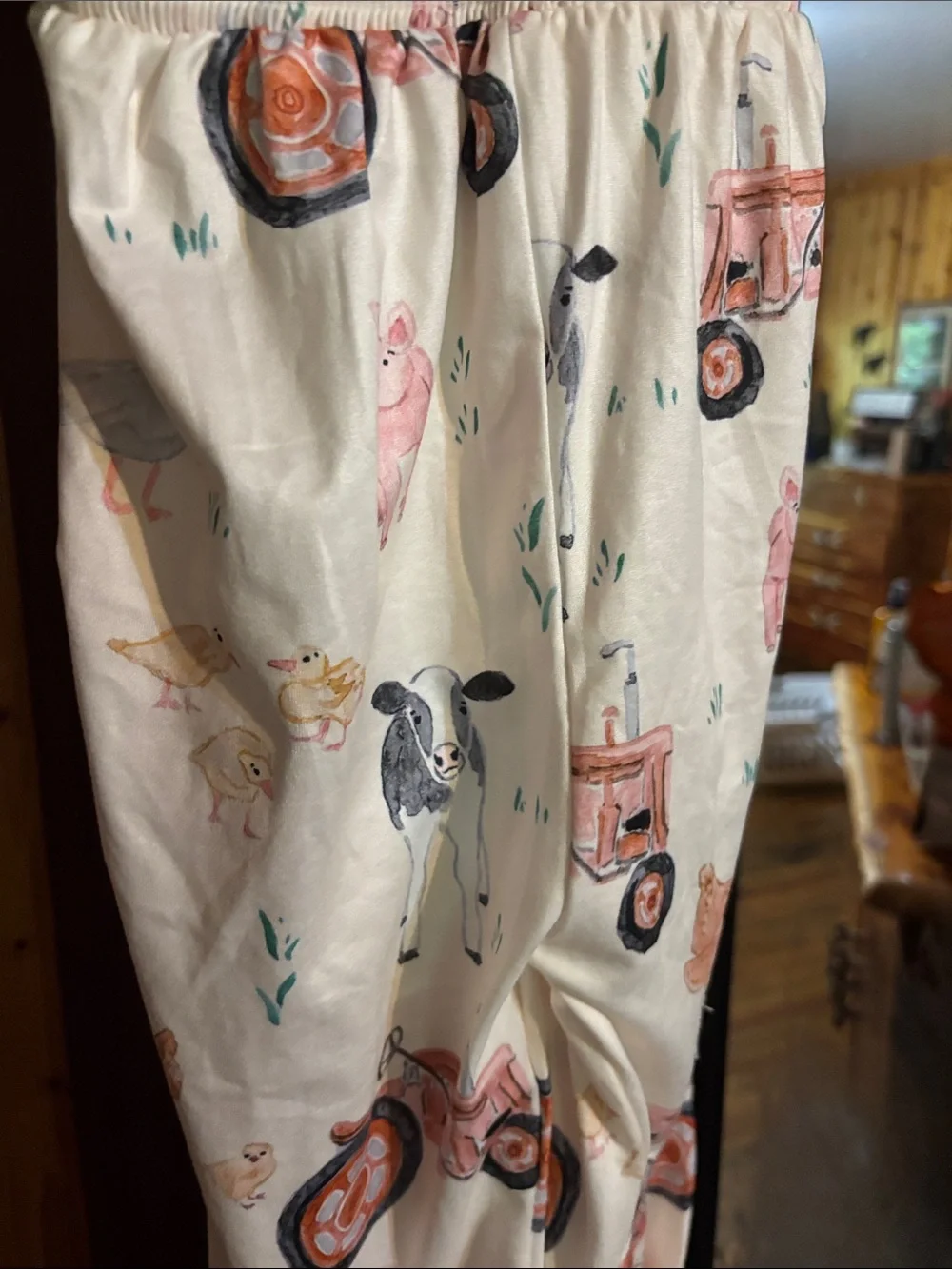 Girls' Cream Tractor & Farm Animal Smocked Dress
